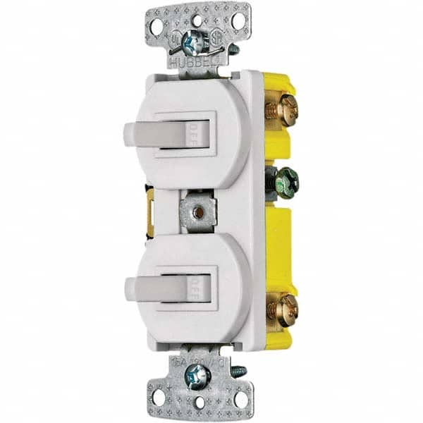 Hubbell Wiring Device-Kellems - Combination Wall Switch & Receptacles Combination Switch/Receptacle Type: Toggle Switch Color: White - Exact Tool & Supply