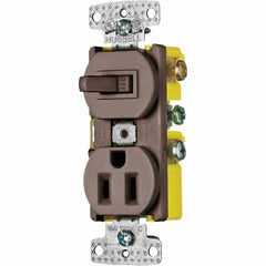 Hubbell Wiring Device-Kellems - Combination Wall Switch & Receptacles Combination Switch/Receptacle Type: Combination Outlet & Switch Color: Brown - Exact Tool & Supply