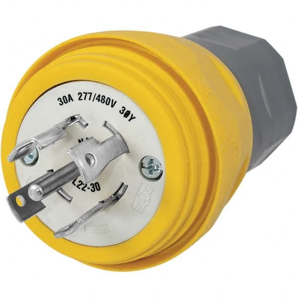 Hubbell Wiring Device-Kellems - 3-Phase Wye 277/480 VAC 30A NEMA L22-30P Industrial Twist Lock Plug - Exact Tool & Supply