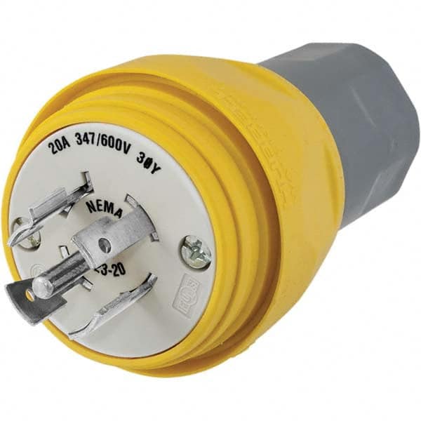 Hubbell Wiring Device-Kellems - 3-Phase Wye 347/600 VAC 20A NEMA L23-20P Industrial Twist Lock Plug - Exact Tool & Supply