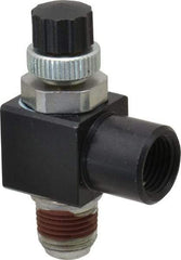 ARO/Ingersoll-Rand - 1/8" Male NPT x 1/8" Female NPT Right Angle Flow Control Valve - 0 to 150 psi & Brass Material - Exact Tool & Supply
