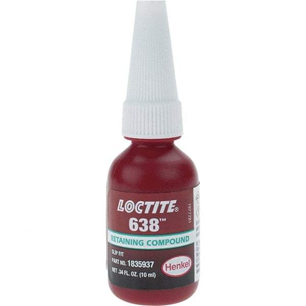 Loctite - 10 mL, Red, High Strength Retaining Compound - Series 638 - Exact Tool & Supply