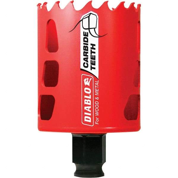 Freud - 2-1/4" Diam, 2-3/8" Cutting Depth, Hole Saw - Carbide-Tipped Saw, Toothed Edge - Exact Tool & Supply