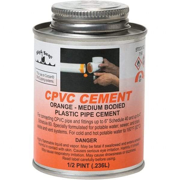 Black Swan - 1/2 Pt Medium Bodied Cement - Orange, Use with CPVC - Exact Tool & Supply