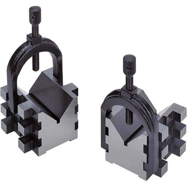 TESA Brown & Sharpe - 2" Max Capacity, 90° Angle, Hardened Steel V-Block - 2-1/2" Long x 2-1/2" Wide x 2" High, Sold as 2 Block Set - Exact Tool & Supply