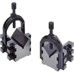 TESA Brown & Sharpe - 2" Max Capacity, 90° Angle, Hardened Steel V-Block - 2-1/2" Long x 2-1/2" Wide x 2" High, Sold as 2 Block Set - Exact Tool & Supply