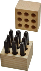 Made in USA - 9 Piece, 1/8" Character Steel Stamp Set - Exact Tool & Supply