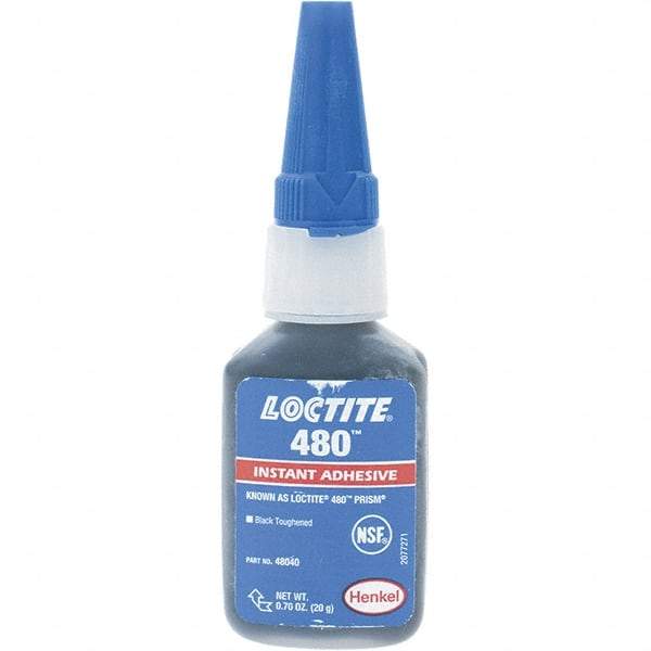 Loctite - 20gr Bottle Black Instant Adhesive - 480 PRISM 20G NON NSF LOCTIT PRISM INST ADH - Exact Tool & Supply