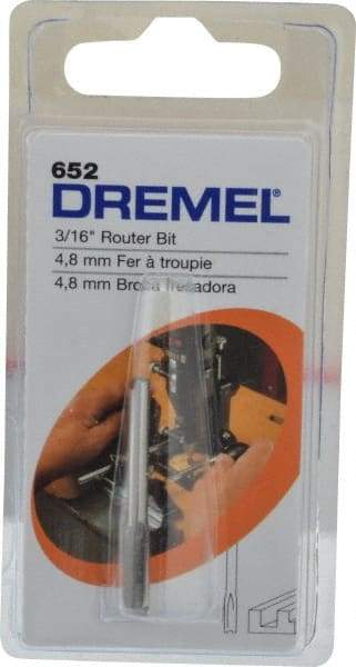 Dremel - 3/16" Diam, 1/8" Shank Diam, Straight Router Bit - 1-13/64" Overall Length, High Speed Steel - Exact Tool & Supply