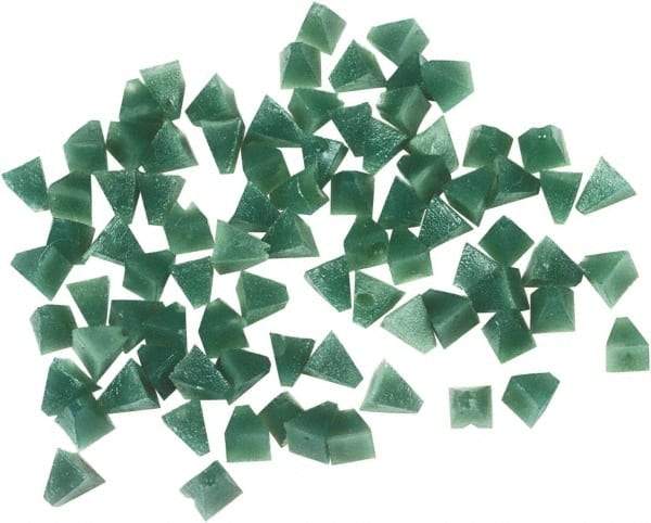 Raytech - 55 Lb/Cubic Ft Density, Plastic Carrier, Pyramid Shaped, Tumbling Media - Light Cut for Fine Surface Finish, Wet Operation, 1/4" High x 1/4" Long Base - Exact Tool & Supply