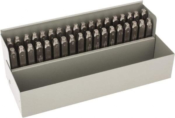 C.H. Hanson - 36 Piece, 1/8" Character Steel Stamp Set - Letters & Figures, Low Stress Round Face Dot - Exact Tool & Supply
