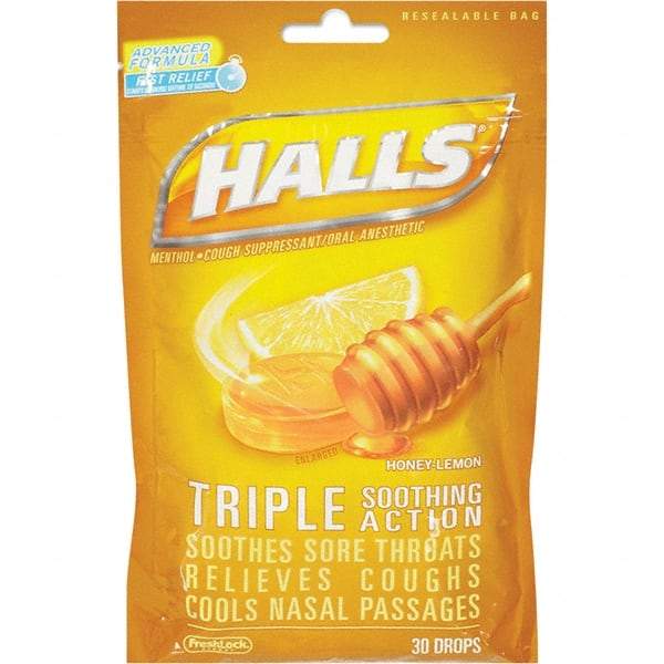 HALLS - Honey Lemon Flavor Cough Drop Lozenges - Sore Throat Relief - Exact Tool & Supply