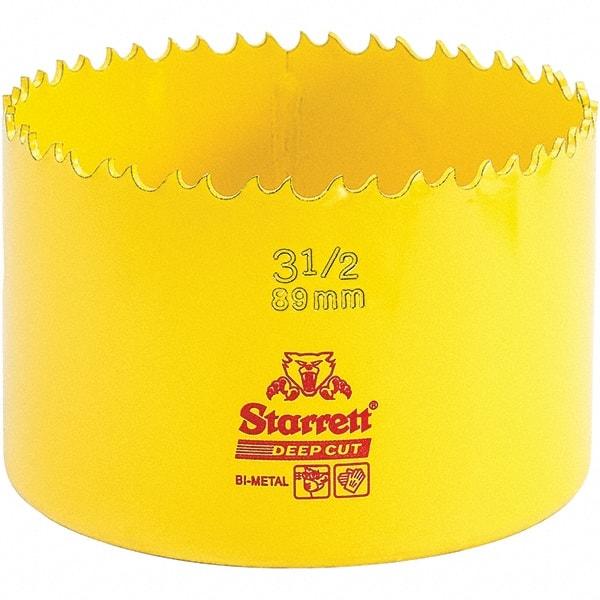 Starrett - 3-1/2" Diam, 2" Cutting Depth, Hole Saw - High Speed Steel Saw, Toothed Edge - Exact Tool & Supply