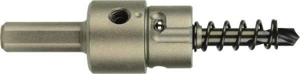 Milwaukee Tool - 11/16 to 3" Tool Diam Compatibility, 3-Flat Shank, Steel Integral Pilot Pin with Detachable Pilot Drill Bit, Hole Cutting Tool Arbor - 11/16" Min Chuck, Round Shank Cross Section, Quick-Change Attachment, For Hole Saws - Exact Tool & Supply