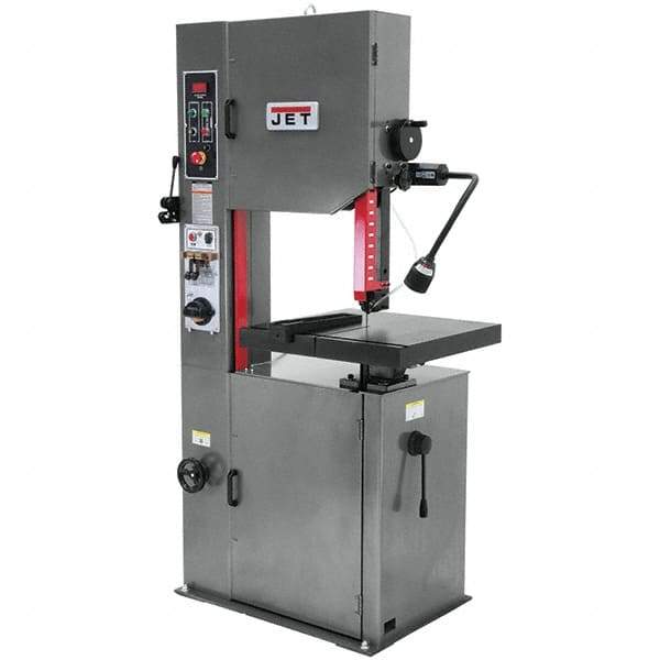 Jet - 15-1/2 Inch Throat Capacity, Variable Speed Pulley Vertical Bandsaw - 82 to 330 (Low), 985 to 3950 (High) SFPM, 2 HP, Three Phase - Exact Tool & Supply
