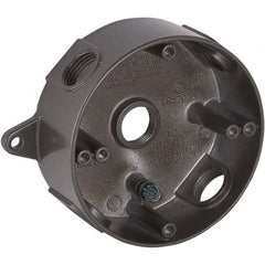 Hubbell-Raco - 5-1/4 x 4.203 x 1-5/8" Aluminum Round Weather Resistant Outlet Box - Exact Tool & Supply