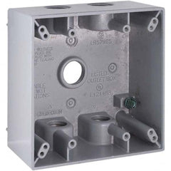 Hubbell-Raco - 4-1/2 x 4-1/2 x 2-1/4" Aluminum Square Weather Resistant Outlet Box - Exact Tool & Supply