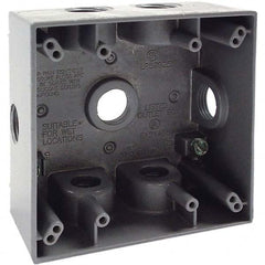 Hubbell-Raco - 4-1/2 x 4-1/2 x 2-1/4" Aluminum Square Weather Resistant Outlet Box - Exact Tool & Supply