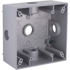 Hubbell-Raco - 4-1/2 x 4-1/2 x 2-1/4" Aluminum Square Weather Resistant Outlet Box - Exact Tool & Supply