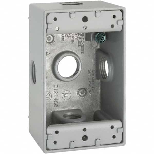 Hubbell-Raco - 4.57 x 2.816 x 2.148" Aluminum Rectangular Weather Resistant Outlet Box - Exact Tool & Supply