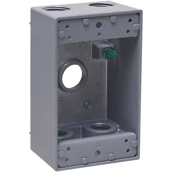 Hubbell-Raco - 4.57 x 2.816 x 2.148" Aluminum Rectangular Weather Resistant Outlet Box - Exact Tool & Supply