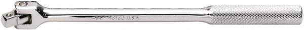SK - 3/8" Drive Socket Knurled Handle - 15-1/2" OAL, Full Polish Chrome Finish - Exact Tool & Supply