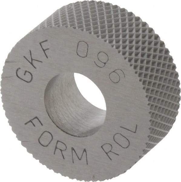 Value Collection - 5/8" Diam, 80° Tooth Angle, Standard (Shape), Form Type High Speed Steel Female Diamond Knurl Wheel - 1/4" Face Width, 1/4" Hole, 96 Diametral Pitch, 30° Helix, Bright Finish, Series GK - Exact Tool & Supply