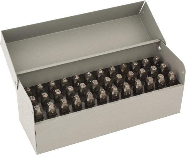 C.H. Hanson - 36 Piece, 3/16" Character Steel Stamp Set - Letters & Figures, Low Stress Round Face Dot - Exact Tool & Supply