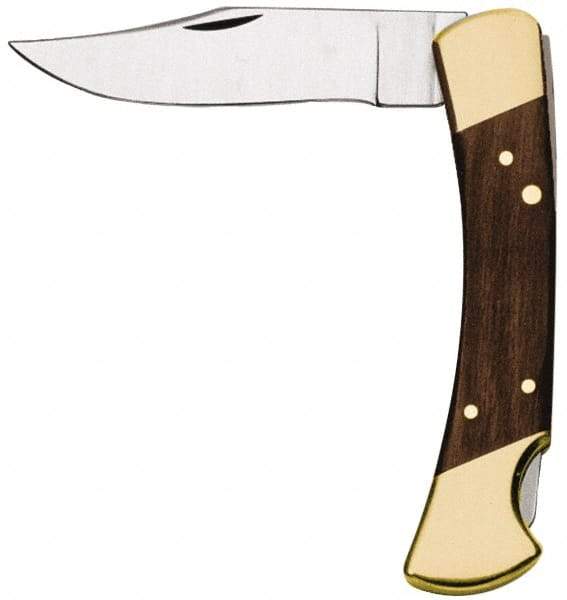 Proto - 3-1/4" Blade, Clip Point Folding Knife - Wood - Exact Tool & Supply