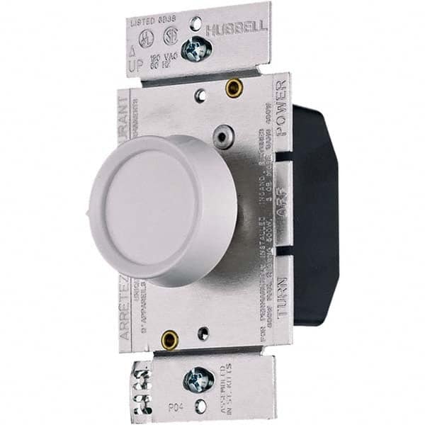 Hubbell Wiring Device-Kellems - 1 Pole, 120 VAC, 5 Amp, Residential Grade Rotary Dimmer Switch - Exact Tool & Supply