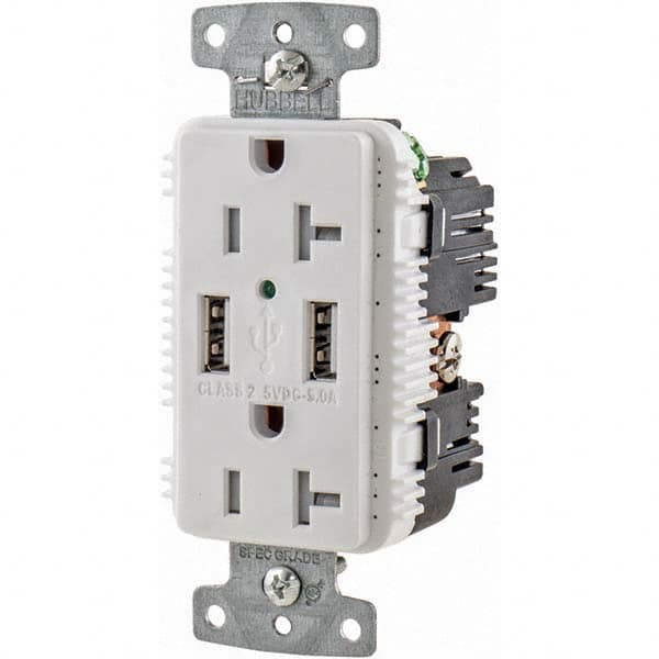 Hubbell Wiring Device-Kellems - USB Receptacles Number of USB Ports: 2 Number of Receptacles: 2 - Exact Tool & Supply