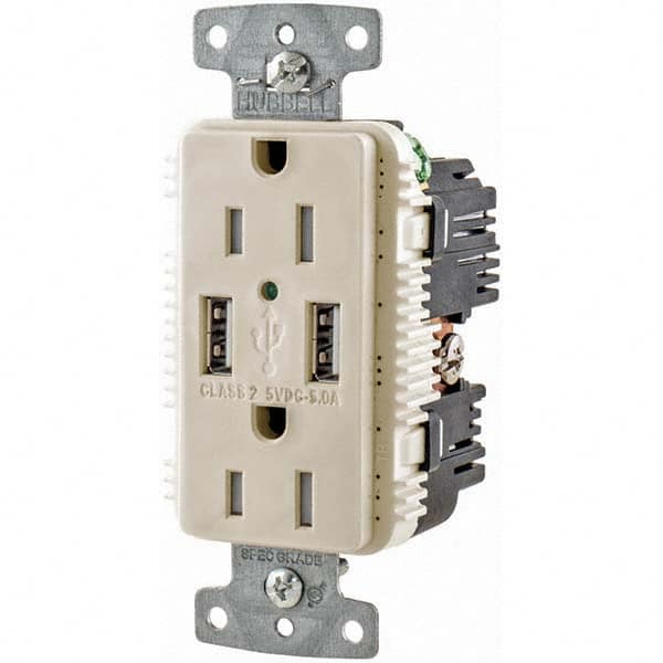 Hubbell Wiring Device-Kellems - USB Receptacles Number of USB Ports: 2 Number of Receptacles: 2 - Exact Tool & Supply