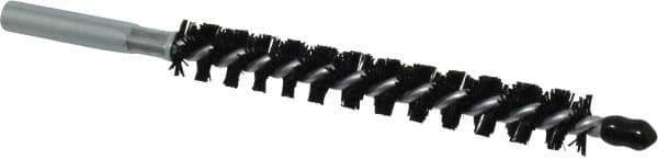 Schaefer Brush - 4" Brush Length, 1/2" Diam, Nylon Single Stem, Single Spiral Condenser Tube Brush - 6-1/4" Long, Nylon, 12-24 Female Connection - Exact Tool & Supply