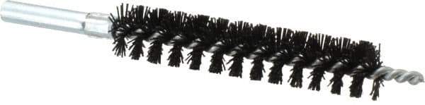 Schaefer Brush - 4" Brush Length, 3/4" Diam, Nylon Single Stem, Single Spiral Condenser Tube Brush - 6-1/4" Long, Nylon, 12-24 Female Connection - Exact Tool & Supply