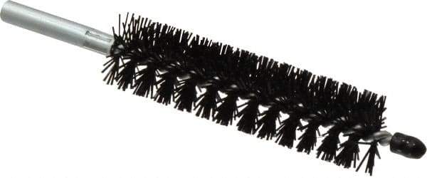 Schaefer Brush - 4" Brush Length, 1" Diam, Nylon Single Stem, Single Spiral Condenser Tube Brush - 6-1/4" Long, Nylon, 12-24 Female Connection - Exact Tool & Supply