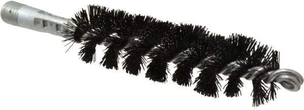 Schaefer Brush - 5" Brush Length, 1-1/4" Diam, Nylon Single Stem, Single Spiral Tube Brush - 7-1/4" Long, Nylon, 1/4" NPSM Male Connection - Exact Tool & Supply