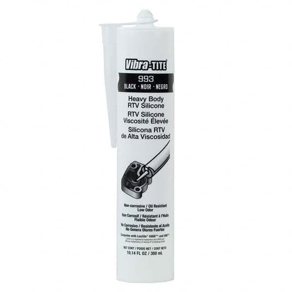 Vibra-Tite - 300 mL Cartridge, Heavy Body Black Silicone Gasket Maker - Exact Tool & Supply