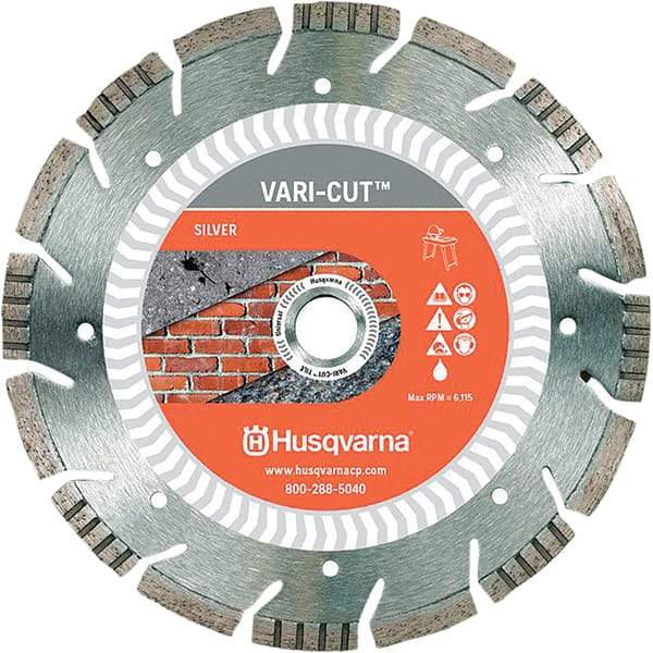 Husqvarna - 10" Diam, 5/8 & 7/8" Arbor Hole Diam, Continuous Edge Tooth Wet & Dry Cut Saw Blade - Diamond-Tipped, Fast Cutting Action, Standard Round Arbor - Exact Tool & Supply