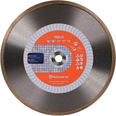 Husqvarna - 4-1/2" Diam, 5/8 & 7/8" Arbor Hole Diam, Continuous Edge Tooth Wet & Dry Cut Saw Blade - Diamond-Tipped, Finishing Action, Standard Round Arbor - Exact Tool & Supply
