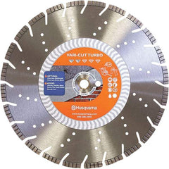 Husqvarna - 14" Diam, 25/32 & 1" Arbor Hole Diam, Continuous Edge Tooth Wet & Dry Cut Saw Blade - Diamond-Tipped, Fast Cutting Action, Standard Round Arbor - Exact Tool & Supply