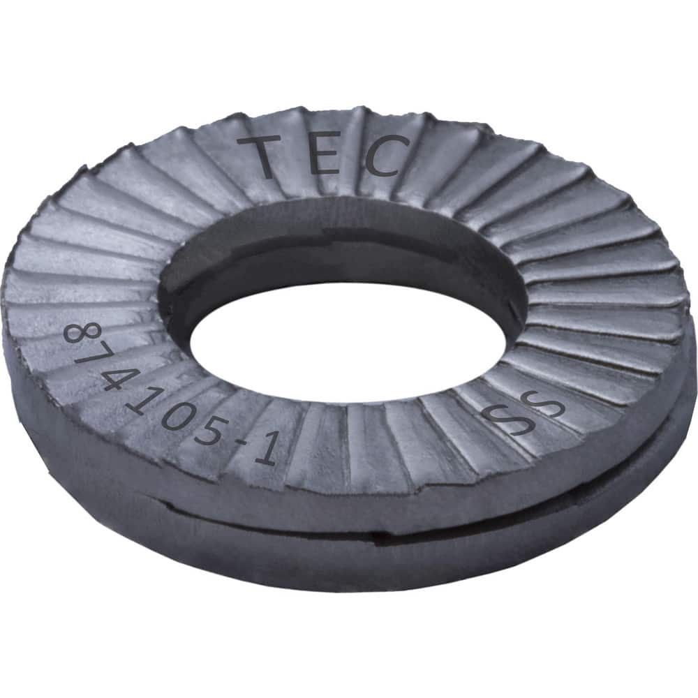 Wedge Lock Washers; Thread Size: #8; M4; Material: Stainless Steel; Inside Diameter: 0.173 in; Outside Diameter: 0.354 in; Finish: Uncoated; Hardness: Kolsterize Case Hardened; Standards: MIL-STD-1312-7 ISO 9001:2008 ISO TS16949; Thickness: 2.2 in