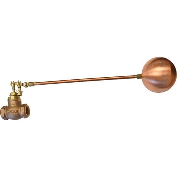 Control Devices - 1-1/4" Pipe, Brass & Bronze, Globe Pattern-Double Seat, Mechanical Float Valve - 100 psi, FIP End Connections - Exact Tool & Supply