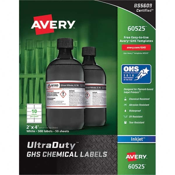 AVERY - Pack of (500), 2" x 4" White Synthetic Film ID Labels - Exact Tool & Supply