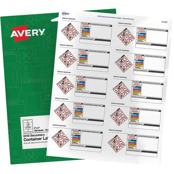 AVERY - Pack of (250), 2" x 4" White Paper ID Labels - Exact Tool & Supply