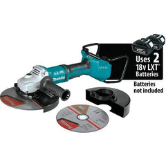 Makita - 9" Wheel Diam, 6,000 RPM, Cordless Angle & Disc Grinder - 5/8-11 Spindle, 36 Volts - Exact Tool & Supply
