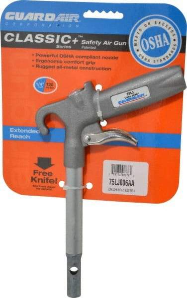 Guardair - 150 Max psi Pistol Grip Blow Gun - 1/4 NPT, 6" Tube Length, Aluminum - Exact Tool & Supply