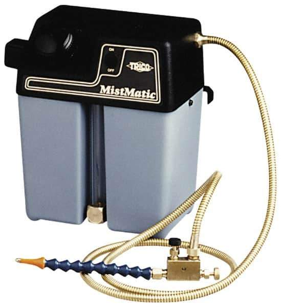 Trico - 2 Outlet, 1 Gallon Tank Capacity, High Density Polyethylene Tank Mist Coolant System - 8-1/2" Tank/Unit Length x 6" Tank/Unit Width x 10-1/2" Tank/Unit Height, 50 to 100 psi, 5' Coolant Line Length, 3" Hose Length - Exact Tool & Supply