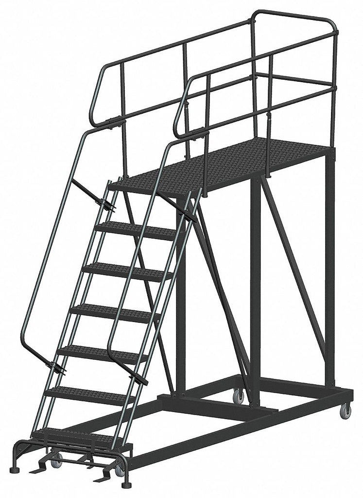 Rolling Work Platform, Steel, Single Access Platform Style, 70" Platform Height