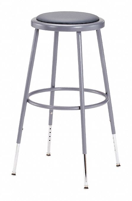 Round Stool with 25" to 33" Seat Height Range and 300 lb. Weight Capacity, Gray