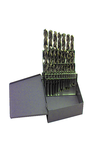 29 Pc. 1/16" - 1/2" by 64ths Cobalt Straw Finish Jobber Drill Set - Exact Tool & Supply